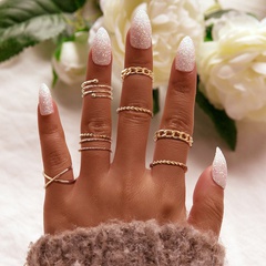 creative retro simple multi-layer cross-opening twist joint alloy ring set