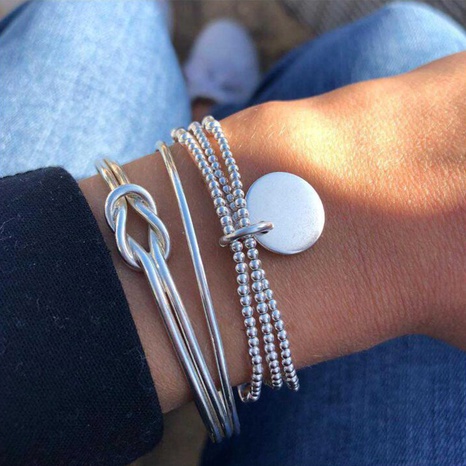 Mode geknotete Perlen Anhänger offenes Armband 3-teiliges Set's discount tags