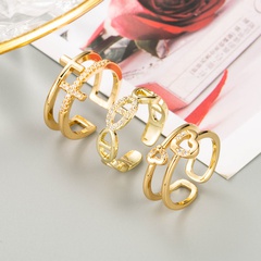fashion heart-shaped cross copper micro-inlaid zircon ring