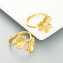 fashion brass goldplated butterfly flower inlaid zircon ringpicture9