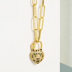 fashion copper micro-inlaid zircon tiger shape pendant necklace