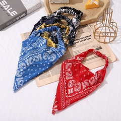 Baroque fashion style retro printing triangle scarf hair band