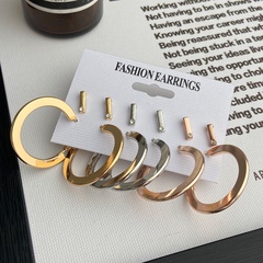 creative simple geometric three-color circle earring set 6 pairs wholesale