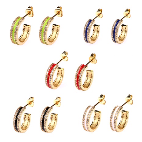 fashion diamond C-shaped copper earrings wholesale NHPY355380's discount tags