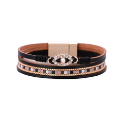 New fashion style Oval Demon Eye Long Double Loop Leather Bracelet
