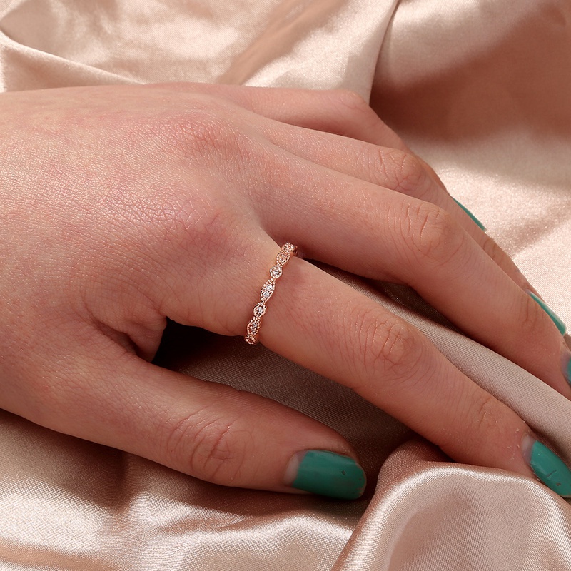 fashion alloy geometric micro diamond ring