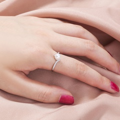 fashion simple diamond-studded copper zircon pure white pearl ring