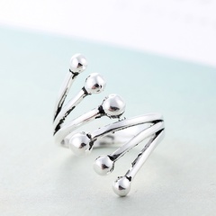 Korean S925 sterling silver multi-layer round bead open ring