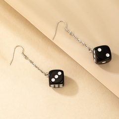 new fashion creative black white dice shape alloy earrings