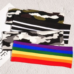 fashion camouflage striped rainbow cotton sports hairband