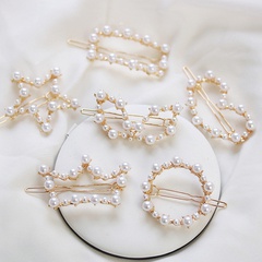 Korean style pearl heart crown five-pointed star geometric hairpin