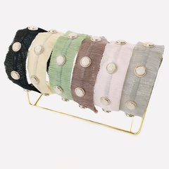 Korean solid color chiffon fold pearl headband
