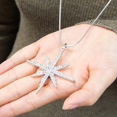 fashion simple diamond six-pointed star pendant necklace