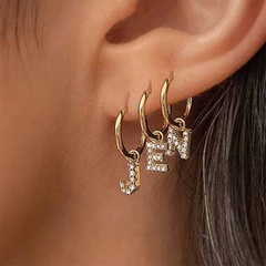 letters asymmetrical simple diamond earrings