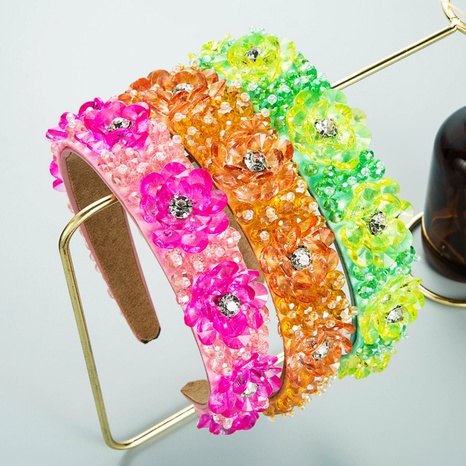 neue Mode Bonbon Farbe transparent Kristallblume Diamant Stirnband's discount tags