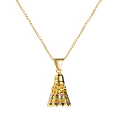Modestil neue reine Kupfer vergoldete eingelegte Farbe Zirkon Glocke Anhänger Halskette