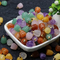 Natürliche Kristallachat Jade geschnitzte Kürbisblume Anhänger DIY Schmuck Zubehör Großhandel