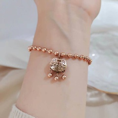Korean fashion sweet simple lock titanium steel bracelet