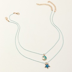fashion stars and moon double layered necklace