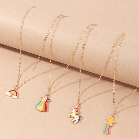 Colliers pour enfants pendentif licorne de style coréen quatre combinaisons's discount tags
