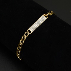 Bracelet en acier inoxydable plat en diamant avec coutures hiphop cubain