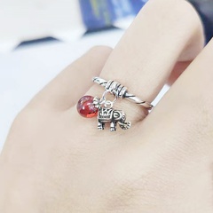 Mode S925 Sterling Silber Elefant roten Granatapfel Ring