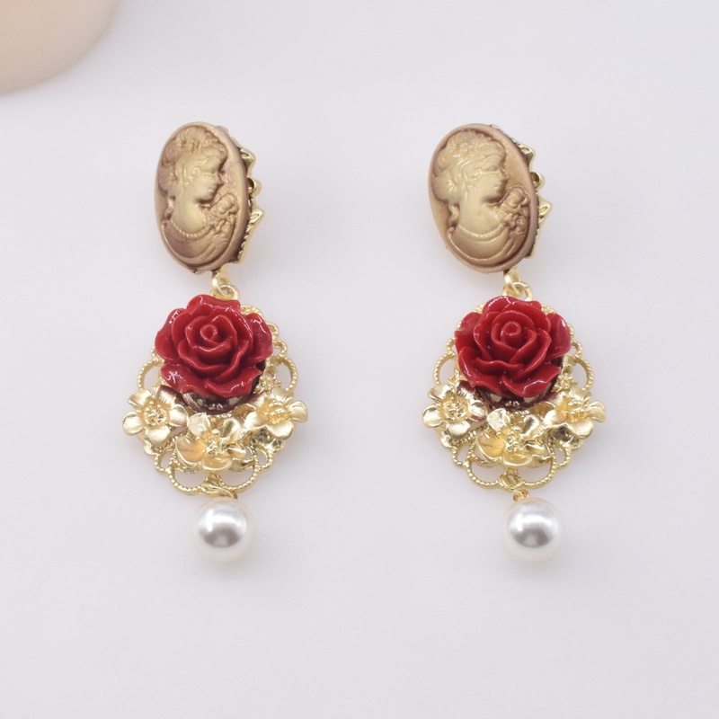 rose flower drop earrings