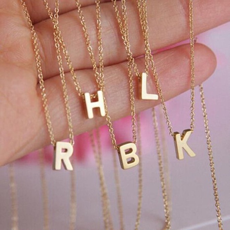Fashion Heart Shaped Letter Pendant Titanium Steel Necklace Wholesale NHYUN357035's discount tags