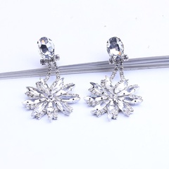 fashion alloy rhinestone flower earrings wholesale