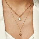 fashion simple snake lock pendant double necklacepicture5