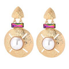 Fashion summer geometric round alloy earrings