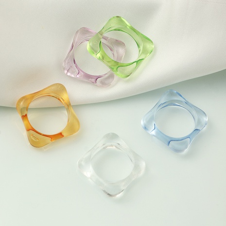 fashion geometric transparent color resin ring wholesale's discount tags