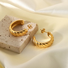 fashion gold-plated stainless steel croissant hoop earrings
