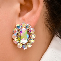 fashion crystal glass gem stud earrings