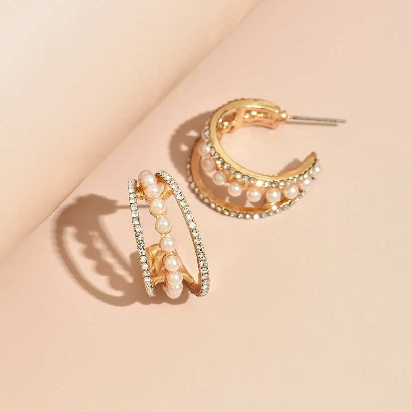 Bijoux Fantaisie Boucles Doreilles | Boucles D39oreilles En Forme De C De Perles De Diamants Corens En Gros - MS79354