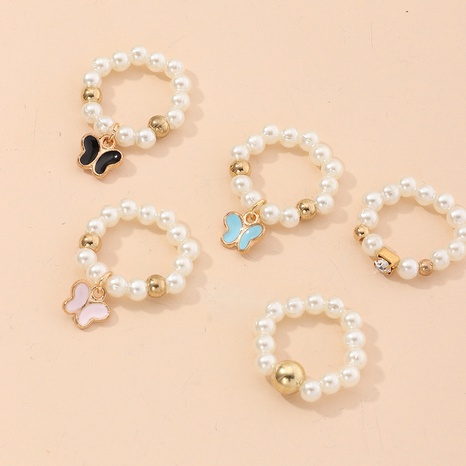 cute butterfly pearl pendant children's ring's discount tags