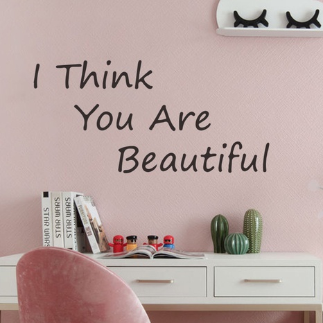 Simple Letter I THINK YOU ARE BEAUTIFUL wall sticker's discount tags