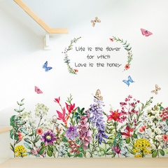 autocollants muraux d'entrée de chambre d'enfants de fleur de plantes vertes de mode