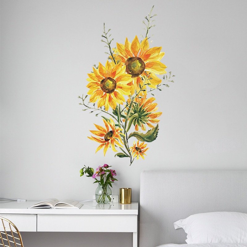 fashion painted sunflower bedroom living room porch wall stickers