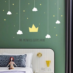 Stickers muraux décoratifs de porche de chambre à coucher simple étoile nuage couronne