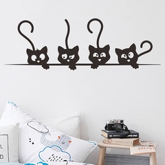 cute naughty kitten bedroom porch wall stickers
