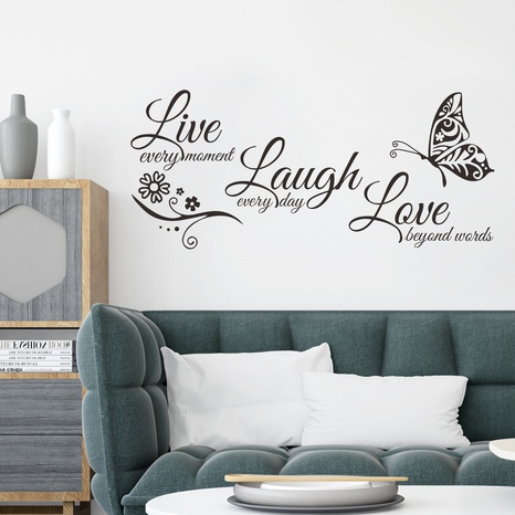 simple english slogan butterfly bedroom porch wall sticker's discount tags