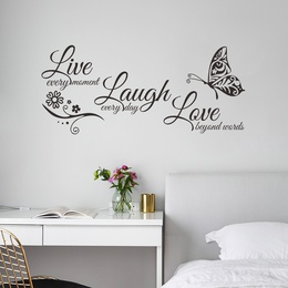 einfache englische Slogan Schmetterling Schlafzimmer Veranda Wandaufkleberpicture10