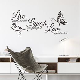 einfache englische Slogan Schmetterling Schlafzimmer Veranda Wandaufkleberpicture11
