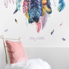 fashion color feather bedroom porch living wall stickers