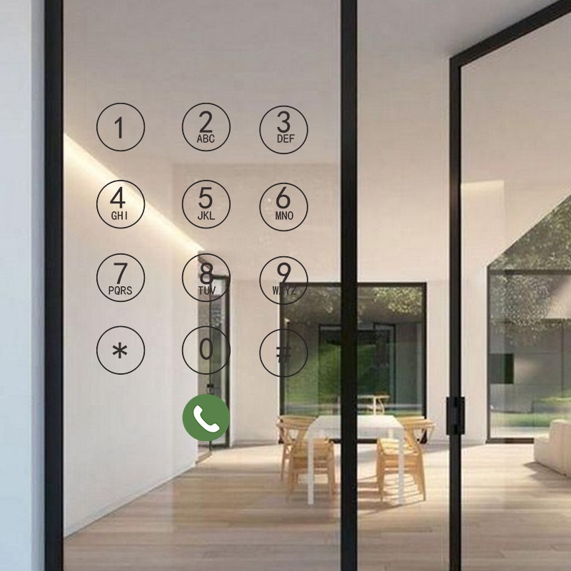 einfache Telefonwahltaste Glasfenster Wandaufkleber