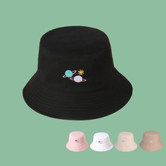 Korean fashion color embroidery satellite sunshade bucket hat
