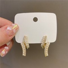 Koreanische Diamant besetzte Perlenlegierung Ohrringe Großhandel
