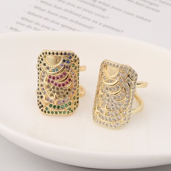 fashion copper wide color zircon 18K gold ring