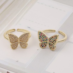 fashion copper micro-inlaid diamond butterfly adjustable opening ring
